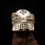 Excellent Crafted Men's black Number 13 Gnome Skull Ring - Sterling Silver - BikeRing4u