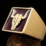 Perfectly crafted Men's Cowboy Ring Bull Skull Red - Solid Brass - BikeRing4u