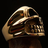 Excellent crafted Men's Biker Ring winking Gnome Skull - Solid Brass - BikeRing4u