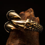 Excellent crafted Men's Medieval Ring Three Claw Dragon Foot Solid Brass - BikeRing4u