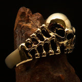 Excellent crafted Men's Biker Ring Skull and Bones - Solid Brass - BikeRing4u