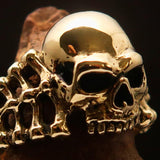 Excellent crafted Men's Biker Ring Skull and Bones - Solid Brass - BikeRing4u
