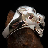Excellent crafted Sterling Silver Men's Ring vicious Panther red CZ Eyes - BikeRing4u