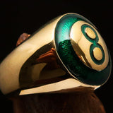 Nicely crafted domed Men's Number Ring Green 8 Eight- Solid Brass - BikeRing4u