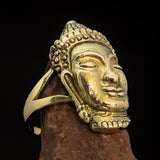 Excellent crafted Brass Buddha Ring ancient Phra Phrom Cambodia - BikeRing4u