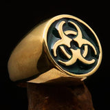 Nicely crafted Men's Bio Hazard Ring green Toxic Waste Symbol - Solid Brass - BikeRing4u