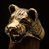 Excellent crafted Men's Animal Ring Lioness Red CZ Eyes - Solid Brass - BikeRing4u