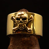 Excellent crafted Men's Pirate Band Ring Jolly Roger Skull - Solid Brass - BikeRing4u