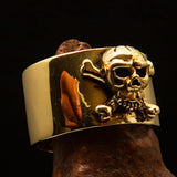 Excellent crafted Men's Pirate Band Ring Jolly Roger Skull - Solid Brass - BikeRing4u