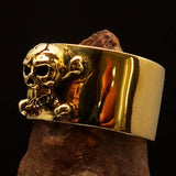 Excellent crafted Men's Pirate Band Ring Jolly Roger Skull - Solid Brass - BikeRing4u