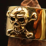 Excellent crafted Men's Pirate Band Ring Jolly Roger Skull - Solid Brass - BikeRing4u