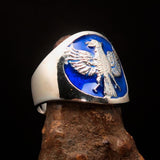 Excellent crafted ancient Men's Garuda Ring Blue - Sterling Silver - BikeRing4u