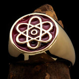 Perfectly crafted Men's Teacher Ring Atom Symbol Red - Solid Brass - BikeRing4u