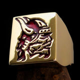 Perfectly crafted Men's Ring Viking Warrior Red - Solid Brass - BikeRing4u
