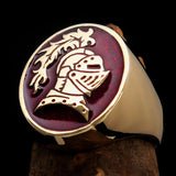 Perfectly crafted Men's Medieval Ring Brave Knight Red - Solid Brass - BikeRing4u