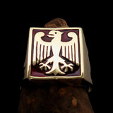 Perfectly crafted Men's German Eagle Seal Ring Red - Solid Brass - BikeRing4u