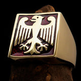 Perfectly crafted Men's German Eagle Seal Ring Red - Solid Brass - BikeRing4u