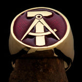 Perfectly crafted Men's GDR Socialist Ring Hammer Compasses Red - Solid Brass - BikeRing4u