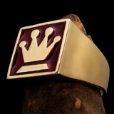 Perfectly crafted Men's Chess Player Ring Queen's Crown Red - Solid Brass - BikeRing4u