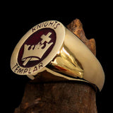 Excellent crafted Men's Red Knights Templar Ring - Solid Brass - BikeRing4u