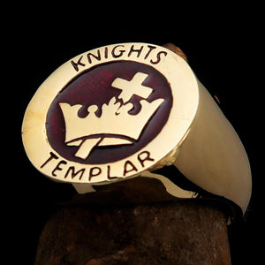 Excellent crafted Men's Red Knights Templar Ring - Solid Brass - BikeRing4u