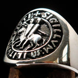 Excellent crafted Men's Templar Knights Seal Ring - Sterling Silver 925 - BikeRing4u