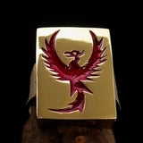 Excellent crafted Men's Ring Red Phoenix - Solid Brass - BikeRing4u