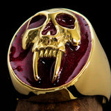Excellent crafted oval Men's red Vampire Skull Ring - solid Brass - BikeRing4u