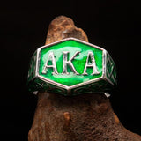 Perfectly crafted " as known as" Synonym Men's Ring green AKA - Sterling Silver - BikeRing4u