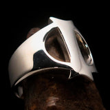Mirror polished Men's Sterling Silver Initial Ring one bold Letter I - BikeRing4u