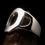 Mirror polished Men's Sterling Silver Initial Ring one bold Letter O - BikeRing4u