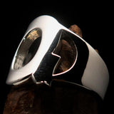Mirror polished Men's Sterling Silver Initial Ring one bold Letter Q - BikeRing4u