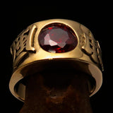 Smoothly crafted Men's Kamikaze Ring Red Cubic Zirconia CZ - Solid Brass - BikeRing4u