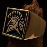 Nicely crafted Men's Ring Black Greek Warrior - Solid Brass - BikeRing4u