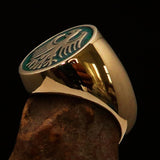 Nicely crafted Men's Seal Ring German Eagle Green - Solid Brass - BikeRing4u