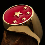 Perfectly crafted Men's Chinese Flag Ring Red - Solid Brass - BikeRing4u