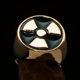 Perfectly crafted Men's Gamer Ring Radioactive Symbol Green - Solid Brass - BikeRing4u