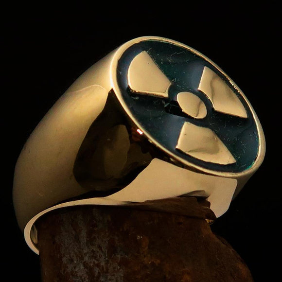 Perfectly crafted Men's Gamer Ring Radioactive Symbol Green - Solid Brass - BikeRing4u