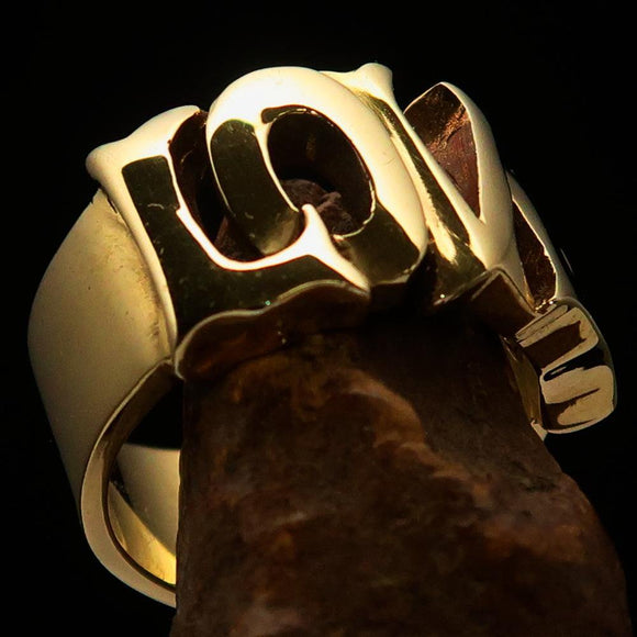 Excellent crafted One Word Love Ring - Solid Brass - BikeRing4u
