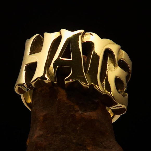 Excellent crafted One Word Hate Ring - Solid Brass - BikeRing4u