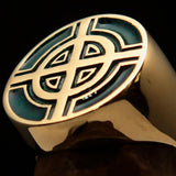 Perfectly crafted Men's Biker Ring Celtic Cross Green - Solid Brass - BikeRing4u
