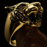Excellent crafted Animal Ring Tiger Head - Solid Brass - BikeRing4u