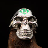 Excellent crafted Men's Biker Skull Ring Green Diamond 13 - Sterling Silver 925 - BikeRing4u