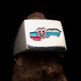 Excellent crafted Men's National Flag Ring Slovakia - Sterling Silver - BikeRing4u