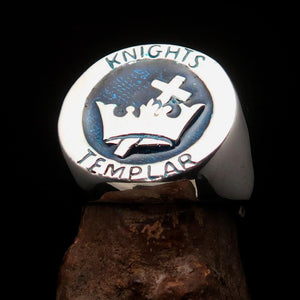 Excellent crafted Men's Blue Knights Templar Ring - Sterling Silver - BikeRing4u