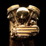 Excellent crafted Men's Panhead Engine Biker Ring - Solid Brass - BikeRing4u