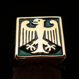 Perfectly crafted Men's German Eagle Seal Ring Green - Solid Brass - BikeRing4u