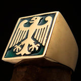 Perfectly crafted Men's German Eagle Seal Ring Green - Solid Brass - BikeRing4u