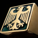 Perfectly crafted Men's German Eagle Seal Ring Green - Solid Brass - BikeRing4u