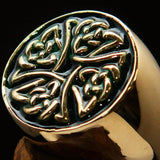 Perfectly crafted Men's Ring Celtic Birgit's Cross Green - Solid Brass - BikeRing4u